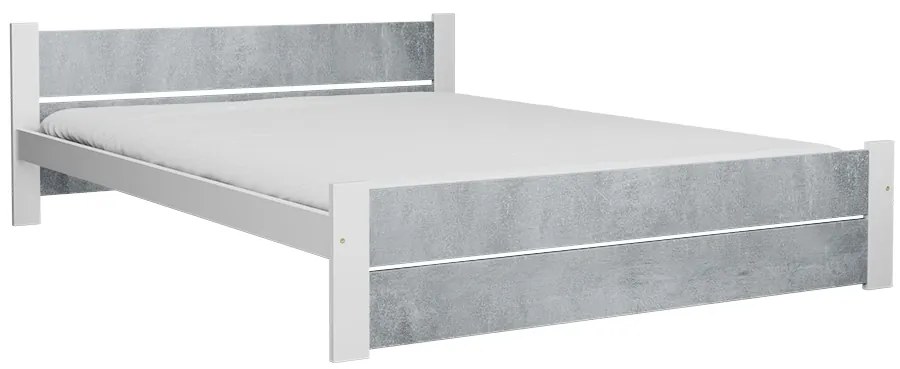 Łóżko IKAROS DOUBLE 140 x 200 cm, beton/biały Stelaż: Ze stelażem listwowym rolowanym, Materac: Bez materaca