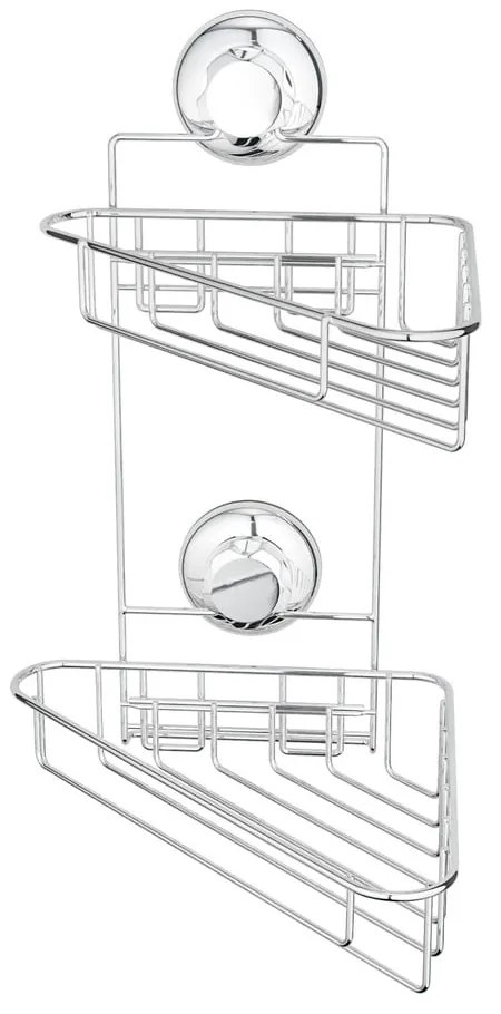 Narożna samoprzylepna metalowa półka łazienkowa w kolorze srebra Bestlock Bath – Compactor