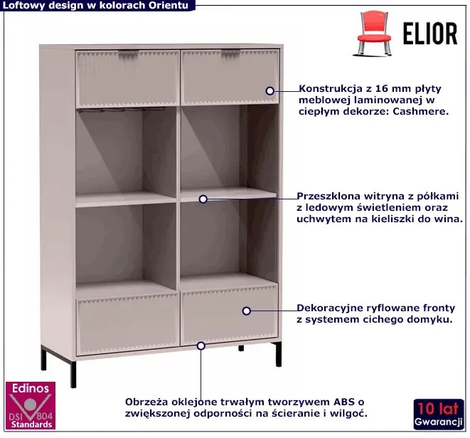 Witryna z lamelami w kolorze cashmere K4-F12