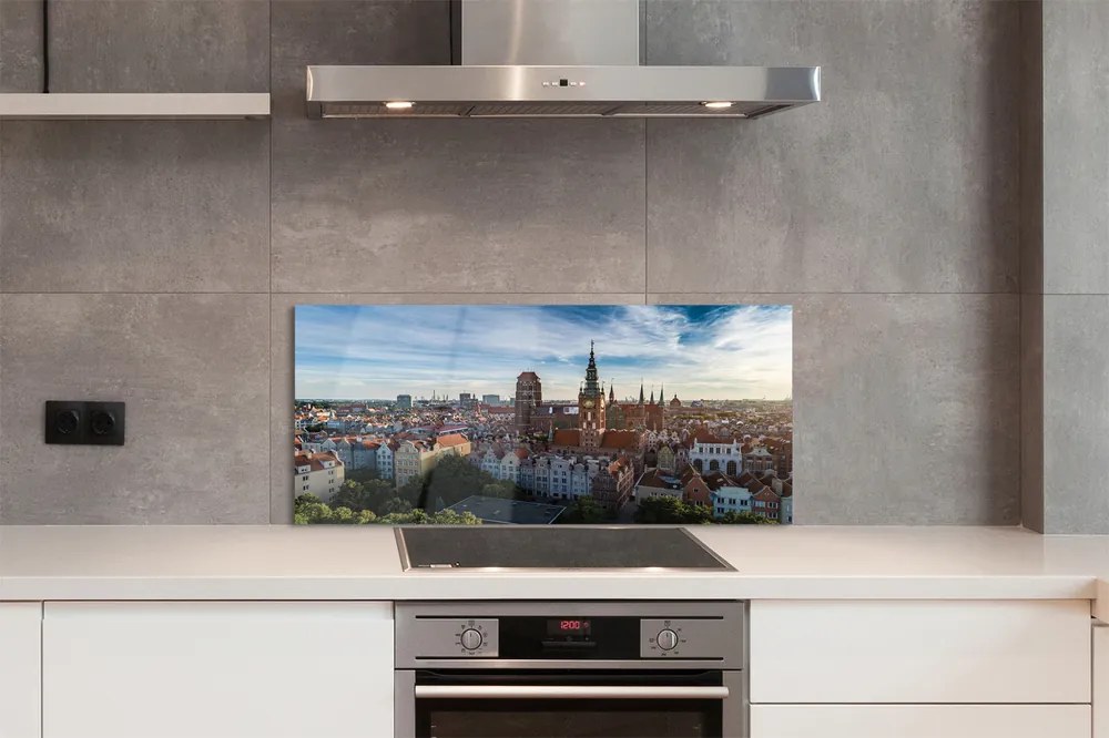 Panel szklany do Kuchni Panorama z Widokiem na Kościół Mariacki