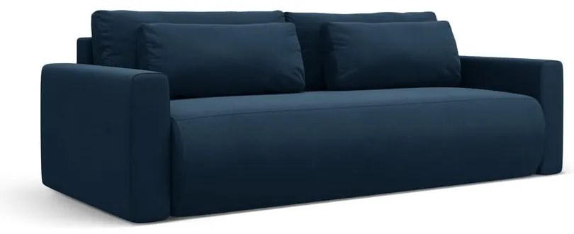 Ciemnoniebieska aksamitna rozkładana sofa ze schowkiem 238 cm Belfast – Cosmopolitan Design