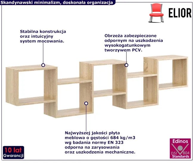 Półka ścienna w kolorze dąb sonoma Karolis 5X