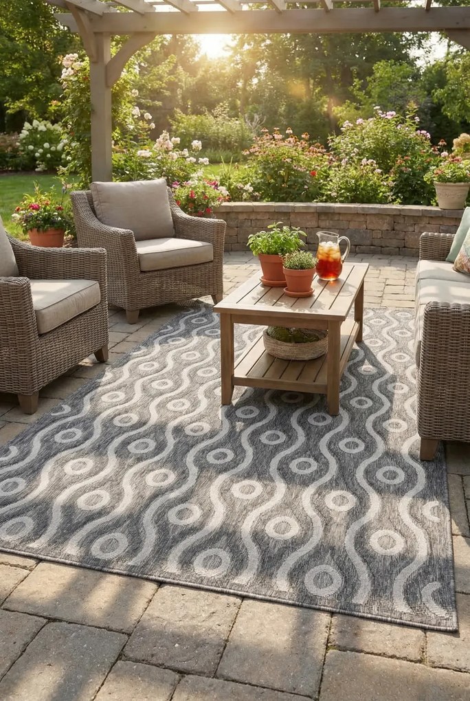 Ciemnoszary dywan dwupoziomowy na taras M4-E09