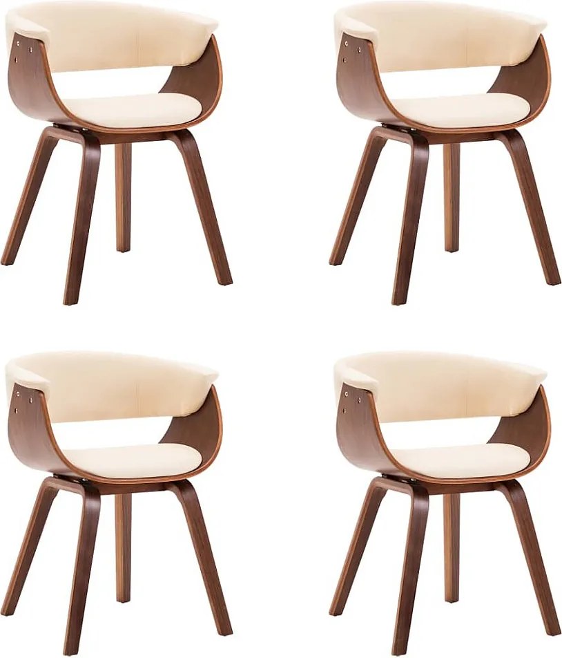 Zestaw 4 krzeseł do jadalni kremowych z giętym drewnem i skórą ekologiczną