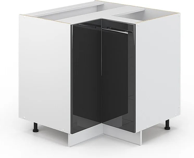 Szafka narożna antracyt wysoki połysk 80.5x51.6x82 fame-line