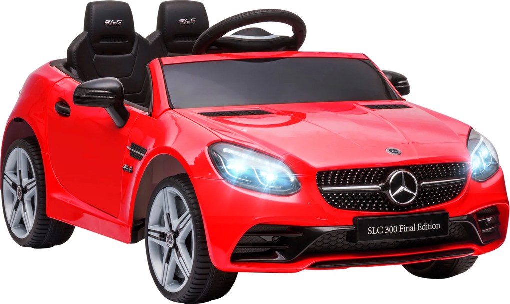 AIYAPLAY Elektryczny samochód dla dzieci z reflektorami LED, pasem bezpieczeństwa, klaksonem, muzyką, 3-5 km/h, dla dzieci 3-6 lat, Czerwony