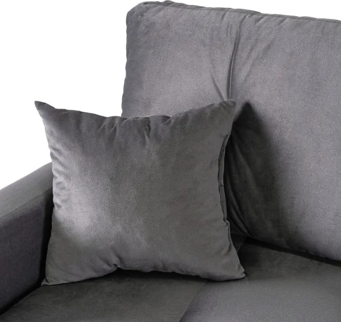 Sofa z Funkcją Spania SEUL Rozkładana Dwuosobowa Welurowa Szara Nowoczesna do Salonu