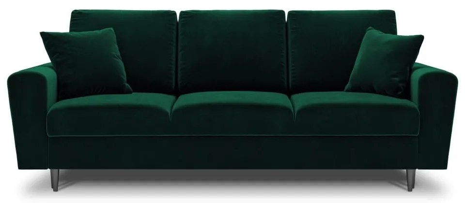 Zielona aksamitna rozkładana/ze schowkiem sofa 235 cm Kyoto – Cosmopolitan Design