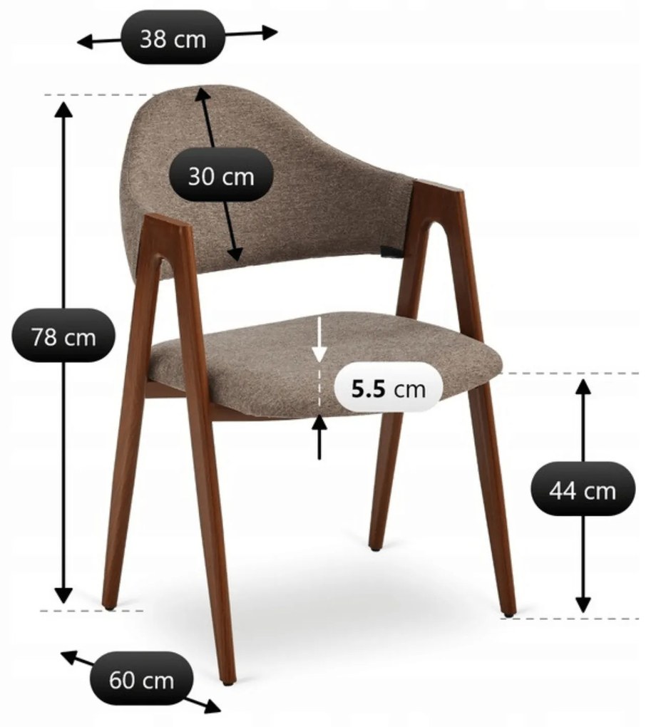 Krzesło Tapicerowane do Salonu RUIZ Beżowe/Orzech Nowoczesne Loft