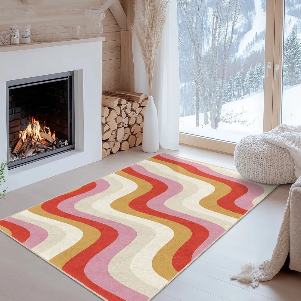 Żółto-różowy chodnik odpowiedni do prania 80x200 cm Creamy Raspberry Swirl – Mila Home