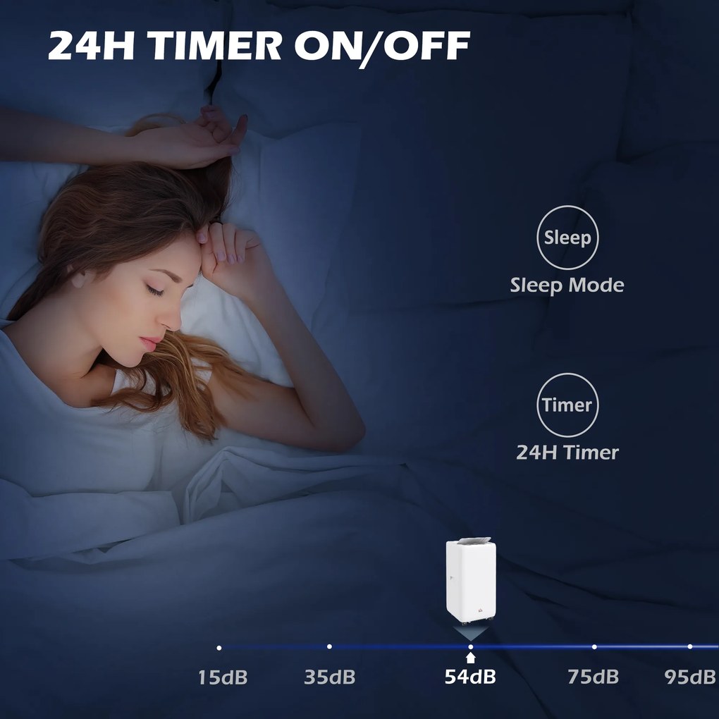 HOMCOM Przenośny klimatyzator 1250 W z 5 trybami i timerem 24h, 35,5x35x70 cm, biały | Aosom PL