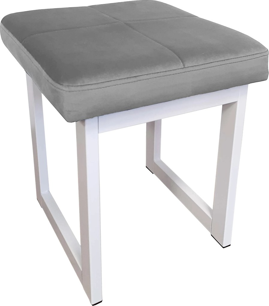 Taboret SOLID tkanina Welur stelaż metalowy STOŁEK LOFT : Kolor Stelaża - Biały, Kolor tkaniny - VELVET - MG17, Typ tkaniny - Velvet, Wysokość - 45 cm