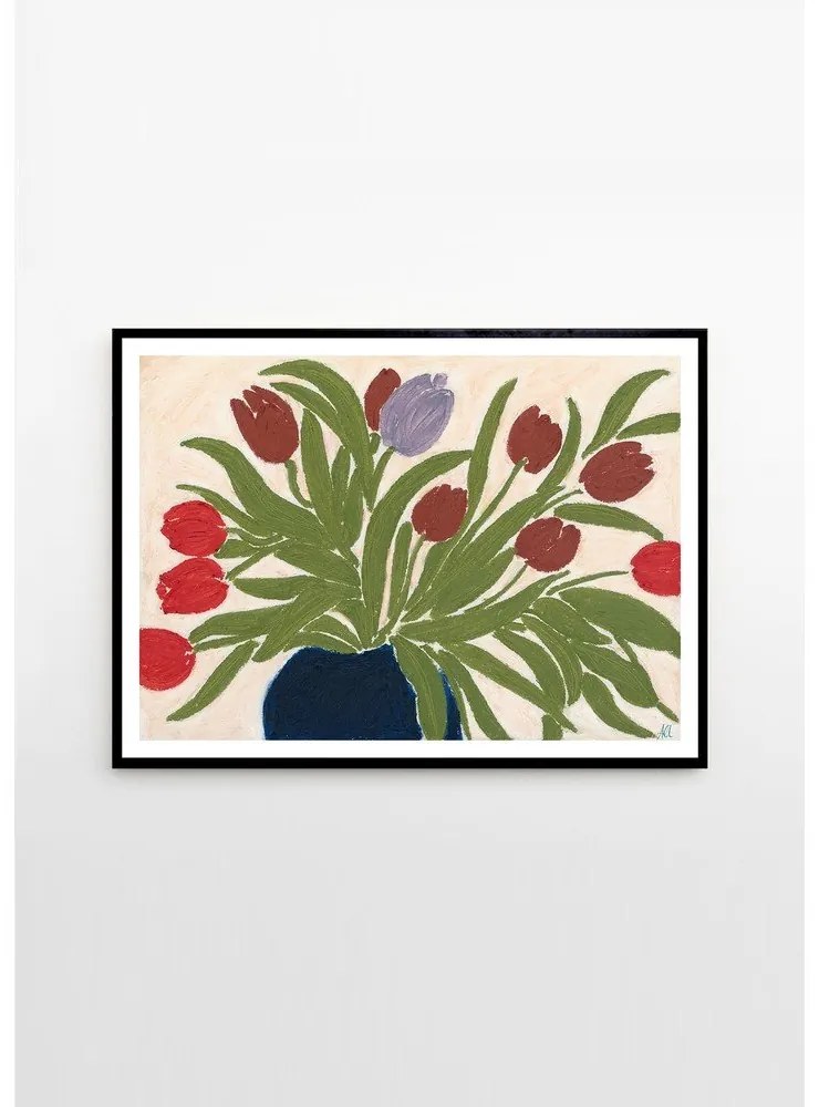 Plakat 70x50 cm Tulips in a Blue Vase – Anine Cecilie Iversen – The Poster Club