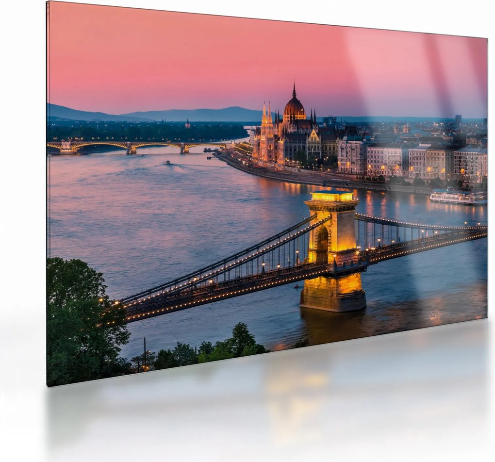 Obraz na szkle - Panorama miasta, Budapeszt, Węgry (70x50 cm)
