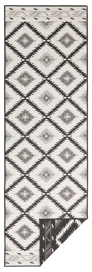 Czarno-kremowy chodnik odpowiedni na zewnątrz NORTHRUGS Malibu, 80x350 cm