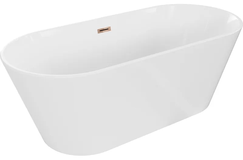 Mexen Flavia wanna wolnostojąca 150 x 75 cm, biała, przelew różowe złoto - 54031507500-60