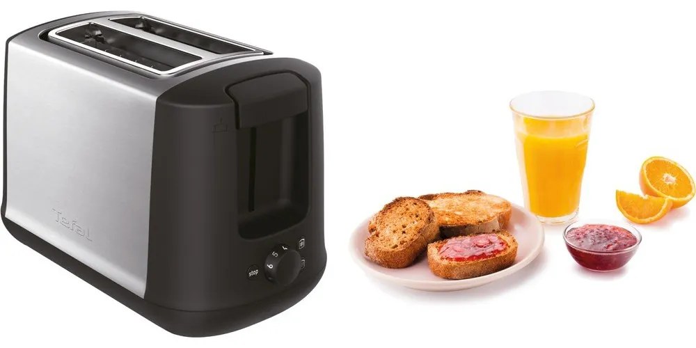 Toster w czarno-srebrnym kolorze Subito TT340830 – Tefal