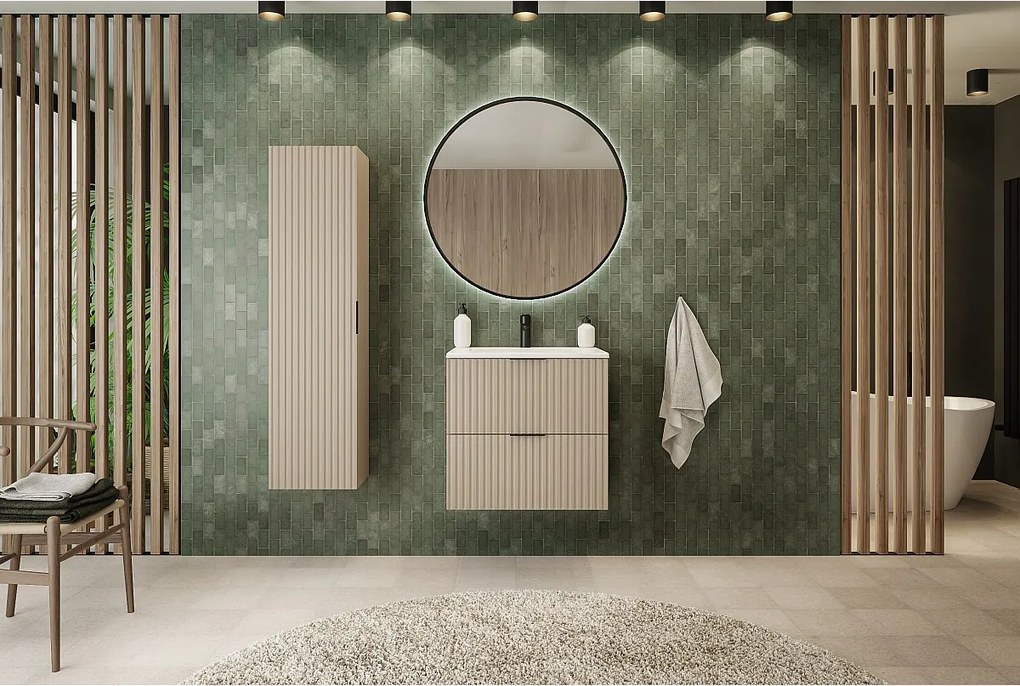 Szafka łazienkowa ryflowana FLOW 60 cm kaszmir