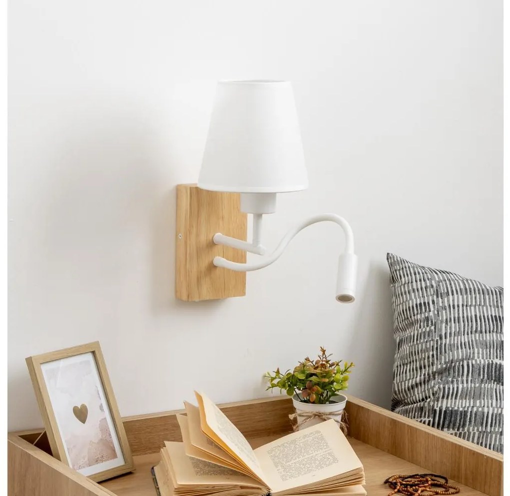 Brilagi - LED Kinkiet NUBILA WOOD 1xE27/25W/230V + LED/3W dąb/biały