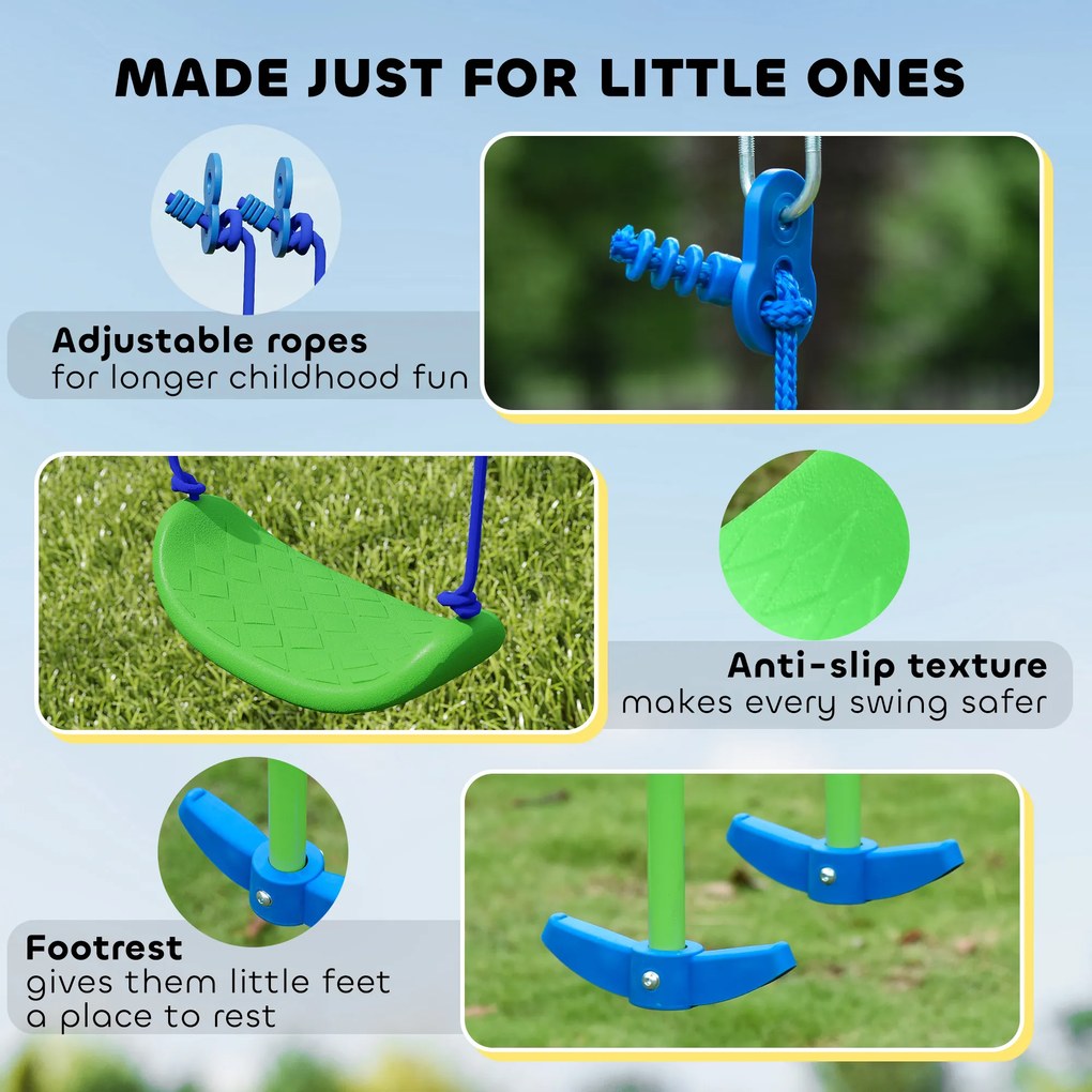 Konstrukcja Huśtawkowa Outsunny na zewnątrz z 2 Huśtawkami, Zielona