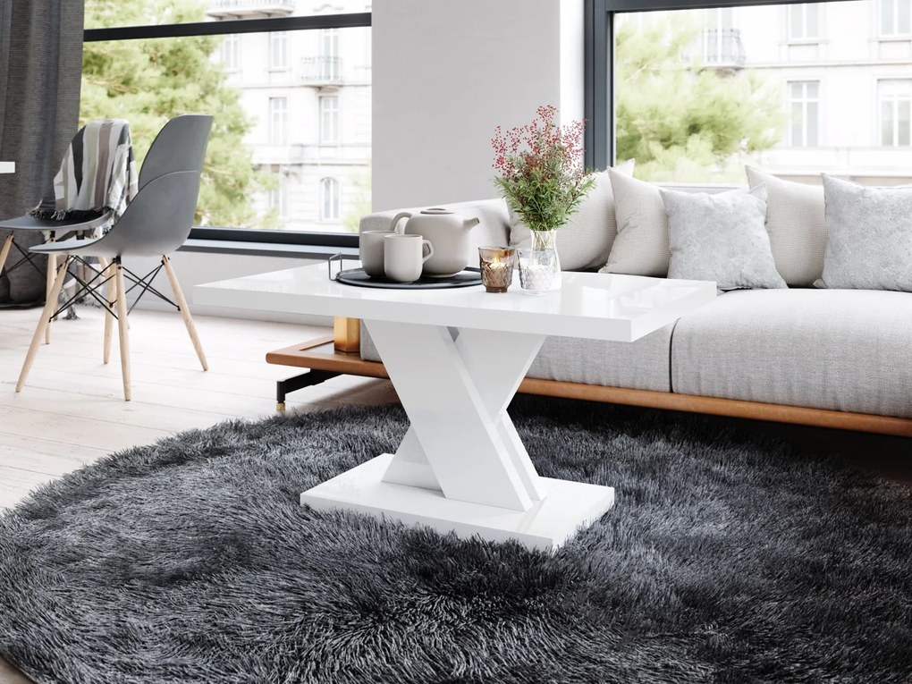 Nowoczesna ława do salonu Dixon 100x60 biały połysk