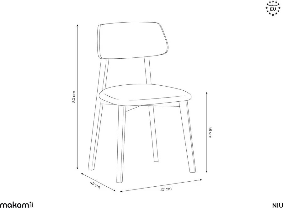 Jasnoszare krzesło z litego drewna Niu – Makamii