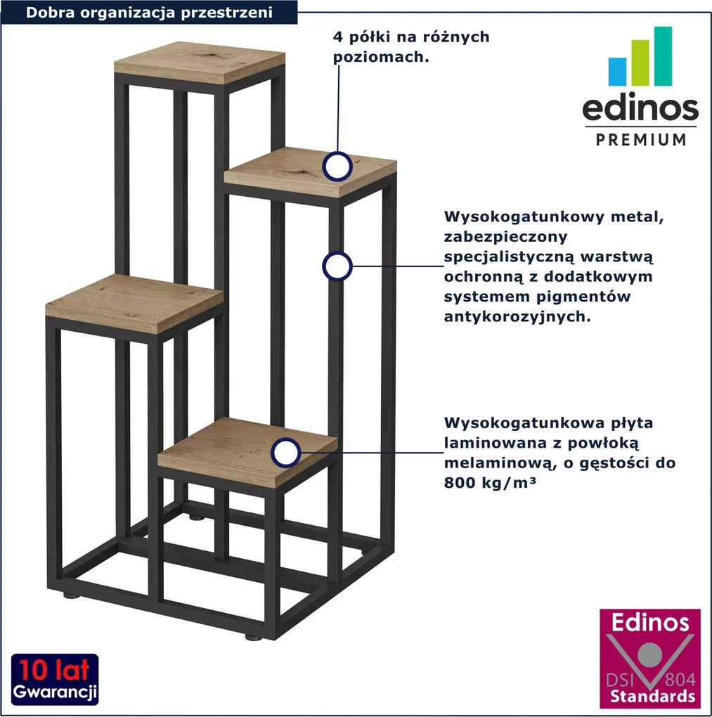 Kwietnik stojak na kwiaty metalowy dąb artisan S0-T05