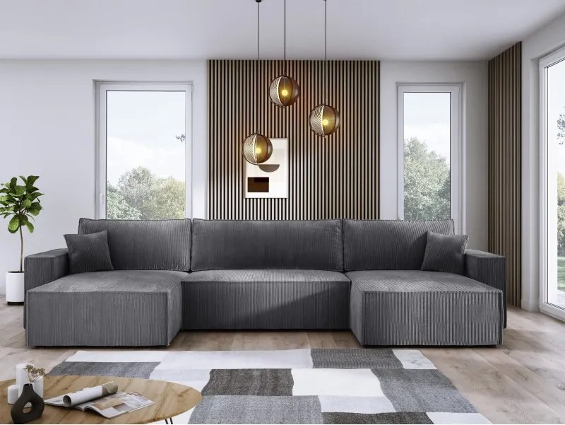 Narożnik POSO XL wolnostojący układ U z funkcją spania w tkaninie Poso 60 DomoHome