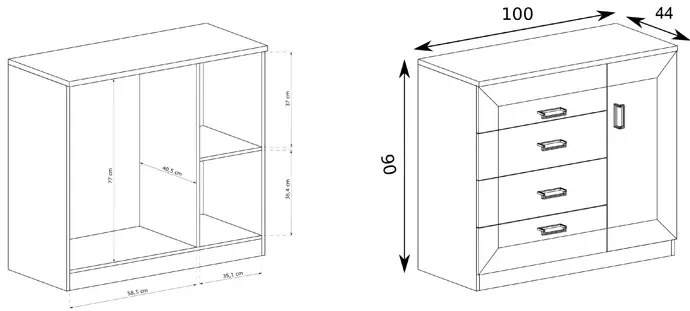 Komoda 90x100 cm dąb lefkas Romaxo