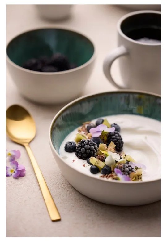 Biało-zielona kamionkowa miska 400 ml Gastro White/Green – Bitz