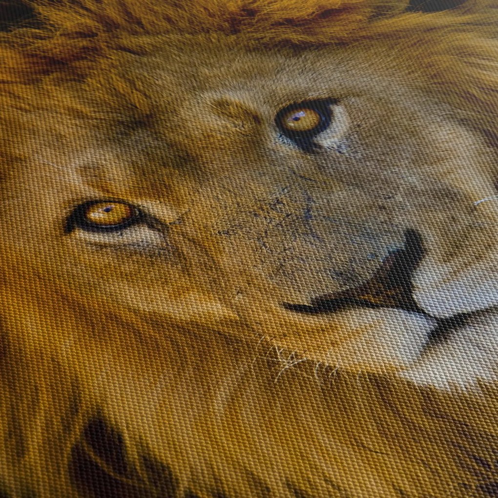 Obraz - Portret lwa (z zegarem) (90x30 cm)