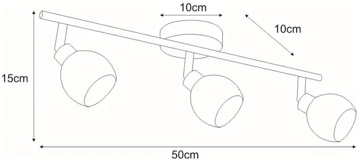 Kinkiet na listwie z 3 szklanymi reflektorami - A766 N9-B04