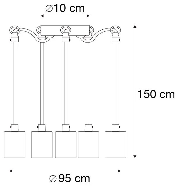 Inteligentna lampa wisząca czarna 5-punktowa w tym WiFi G95 - Cava Nowoczesny Oswietlenie wewnetrzne