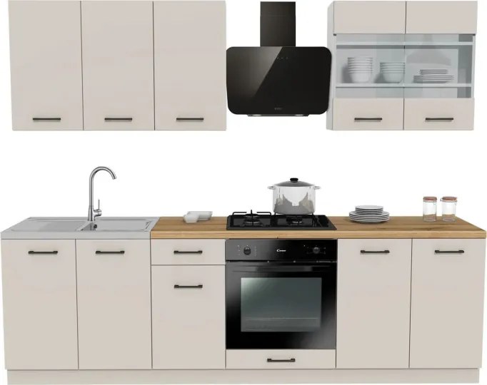 Zestaw Mebli Kuchennych MODERN 260 cm Kaszmir/Biały Nowoczesny