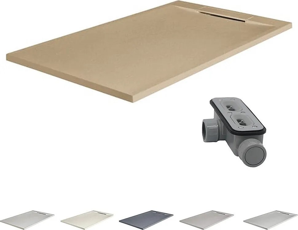 Brodzik z żywicy antypoślizgowy z ukrytym syfonem | Kolor Mokka | 100x90cm