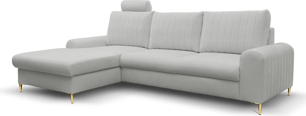 Masseno Narożnik VERONA z funkcją spania i pojemnikiem na pościel Narozniki L, Rozkładana sofa - Jasnoszary, LOFT 18