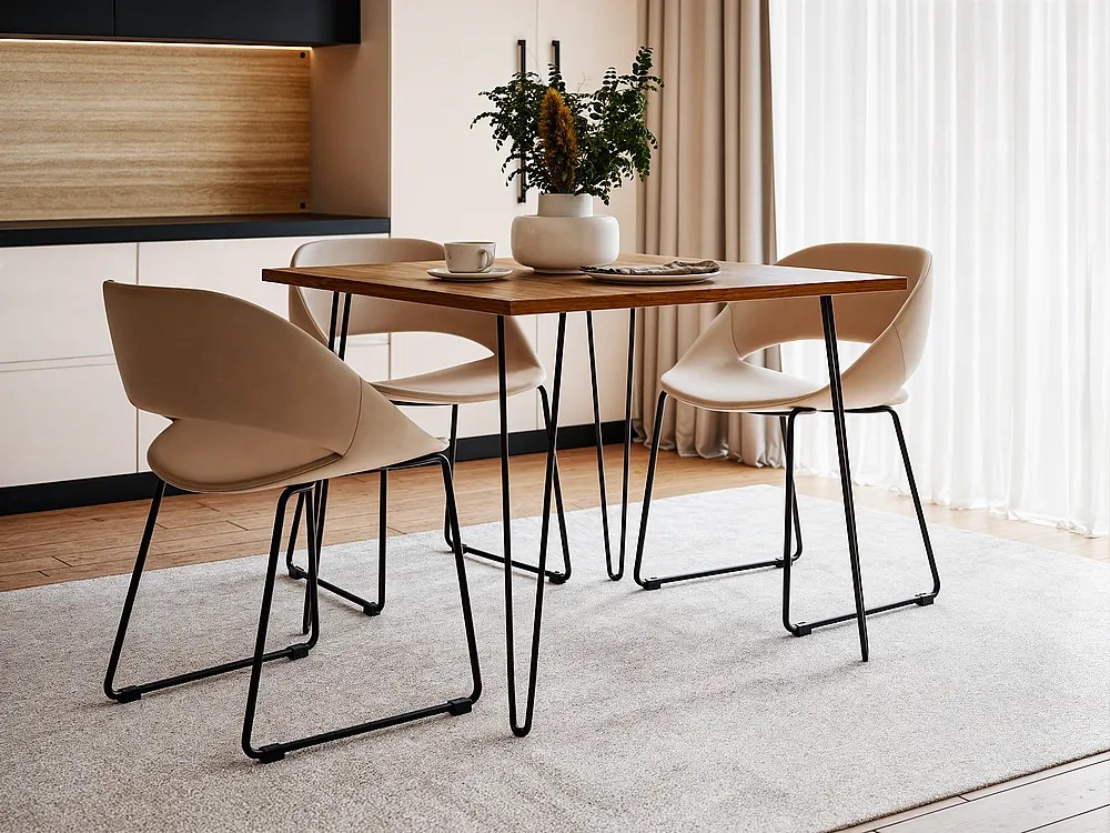 Stół HAIRPIN 90 x 90 cm do kuchni, salonu, jadalni Dąb Craft