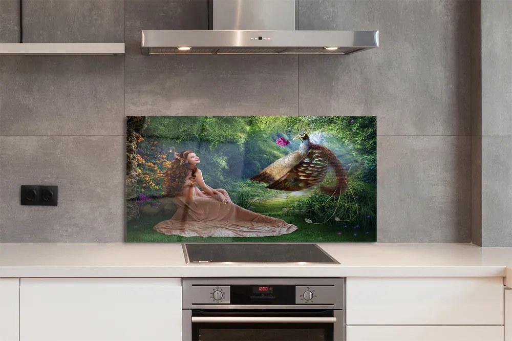 Panel nad Blat Kuchenny Kobieta z Bażantem w Lesie