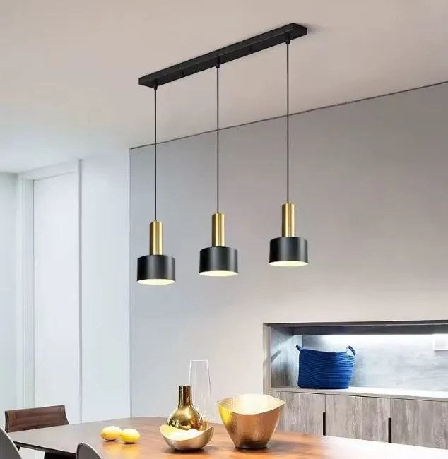 Lampa sufitowa loftowa metalowa wisząca AT36-3SZ-Czarny+Złoty