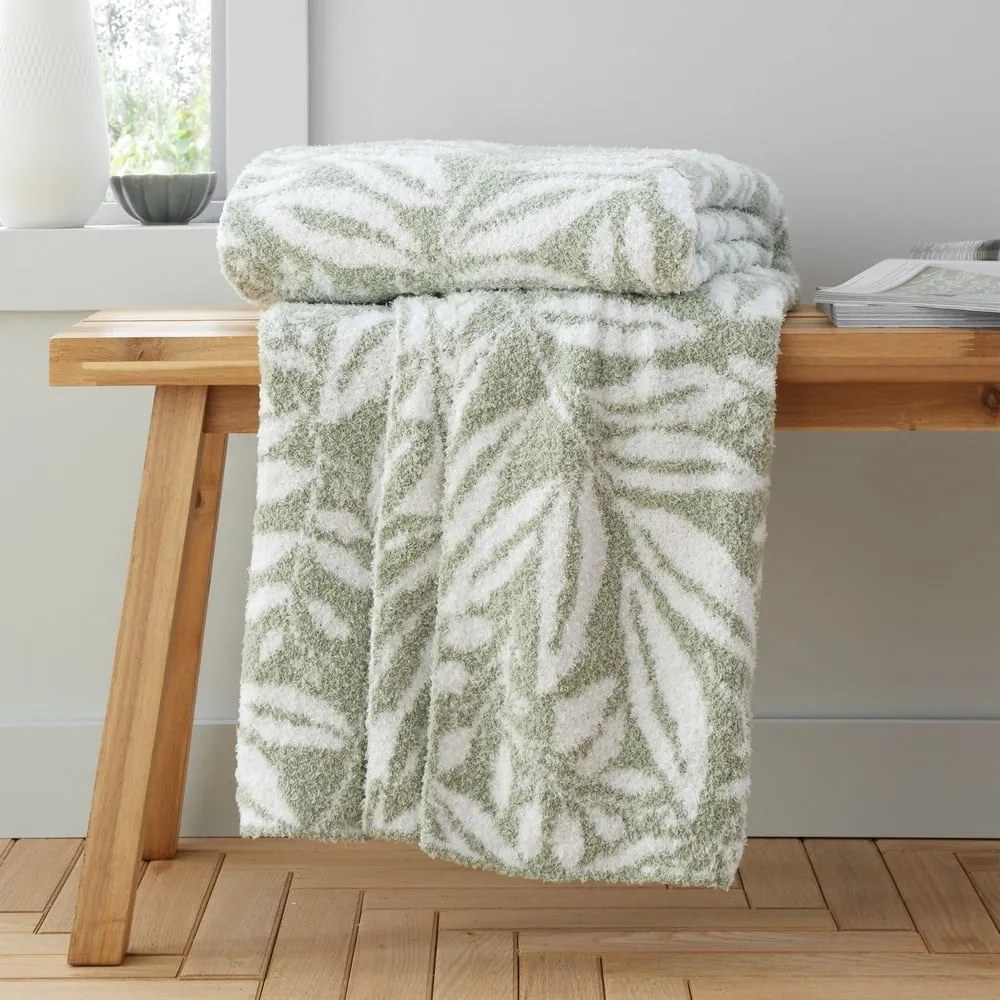 Zielony koc z mikropluszu 130x170 cm Sorrel Leaves – Catherine Lansfield