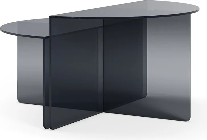 Szare szklane okrągłe stoliki zestaw 2 szt. ø 80 cm Velta – MOME