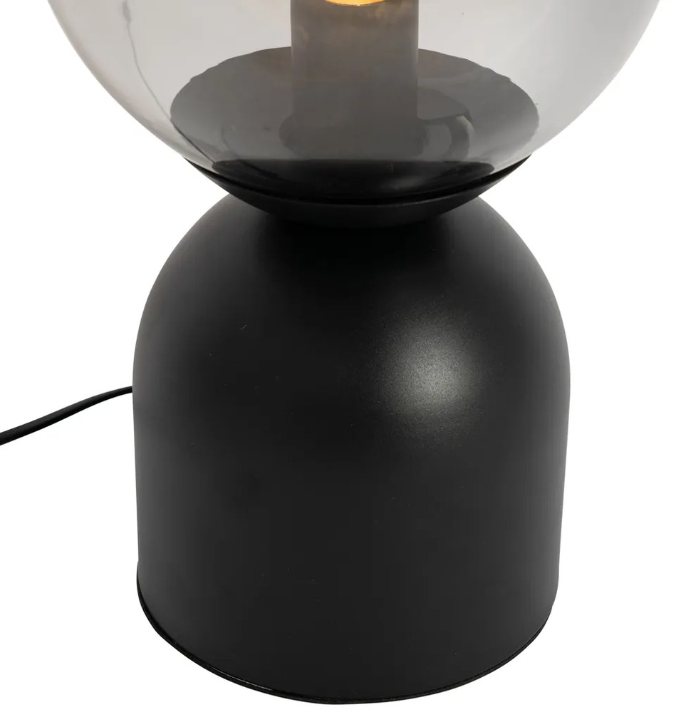 Lampa stołowa w stylu hotelowym czarna z przydymionym szkłem - Pallon TrendElegancki hotelowy Oswietlenie wewnetrzne