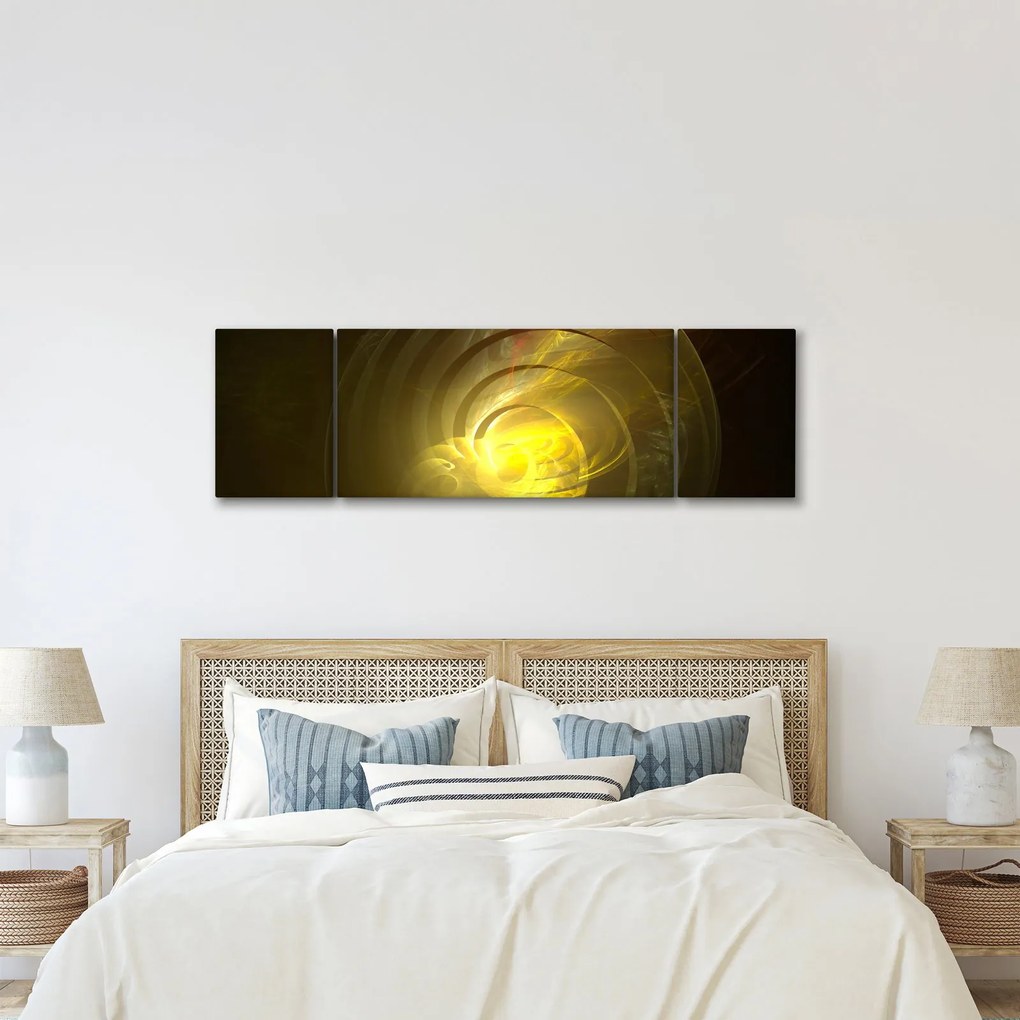 Obraz żółtej abstrakcyjnej spirali (170x50 cm)