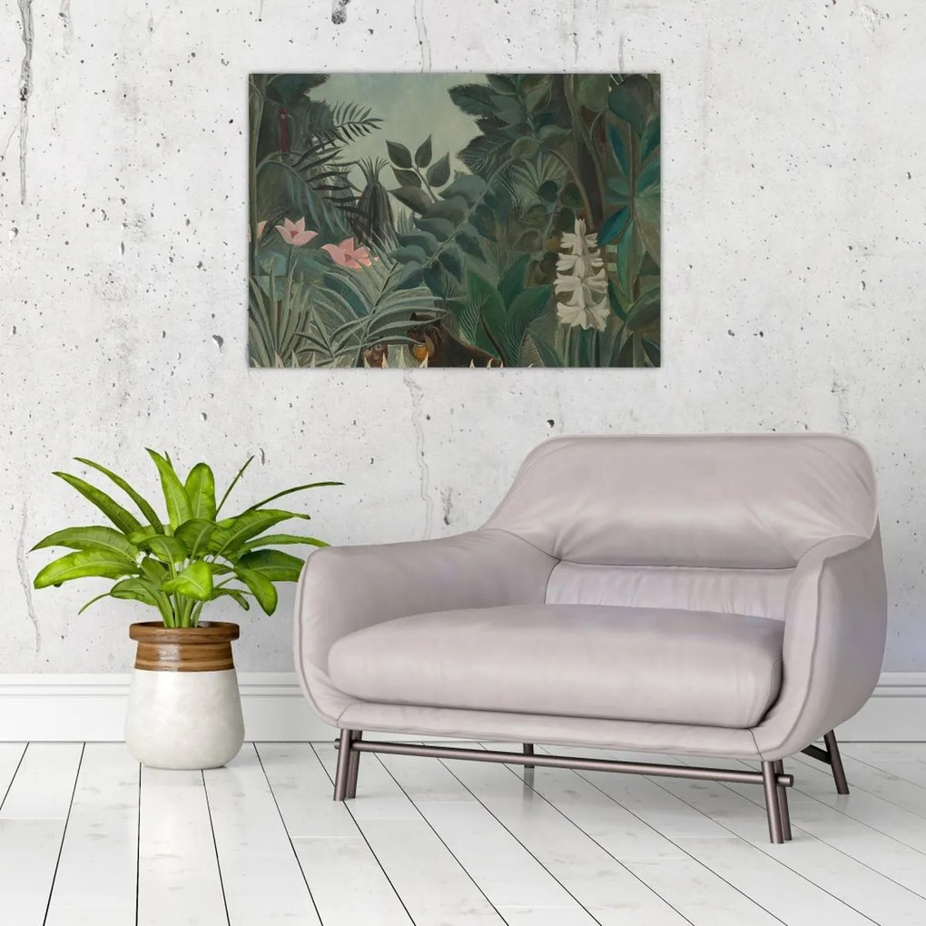 Obraz na szkle - Henri Rousseau, The Equatorial Jungle, reprodukcje (70x50 cm)