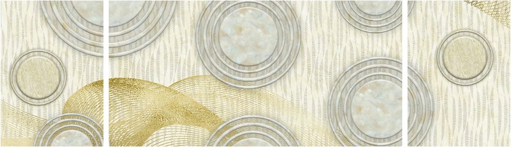 Obraz - Abstrakcja, marmurowe kręgi (170x50 cm)