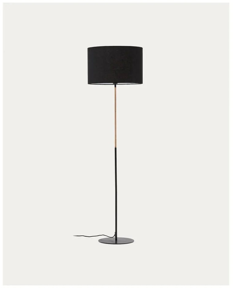 Czarna lampa stojąca z tekstylnym kloszem (wysokość 160 cm) Canar – Kave Home