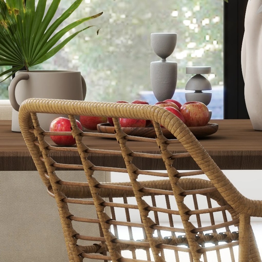 HOMCOM Zestaw 2 Krzesła Boho Kuchenne PE-Rattan Wymiary 56x60x79 cm Naturalny Biały | Aosom PL