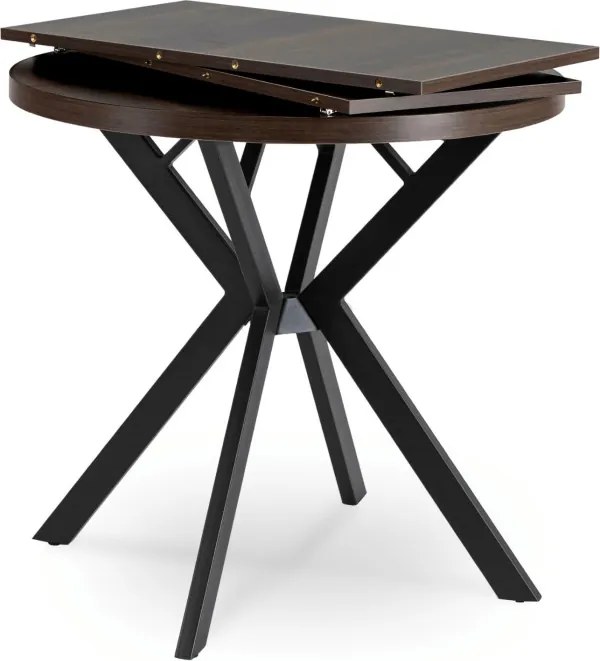 Stół Okrągły Rozkładany DORIAN 80-160 cm Orzech/Czarny Nowoczesny Loft