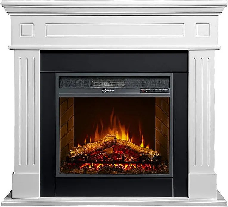 Kominek elektryczny CAMBRIDGE, kominek stojący, drewno białe, 110x25x95h