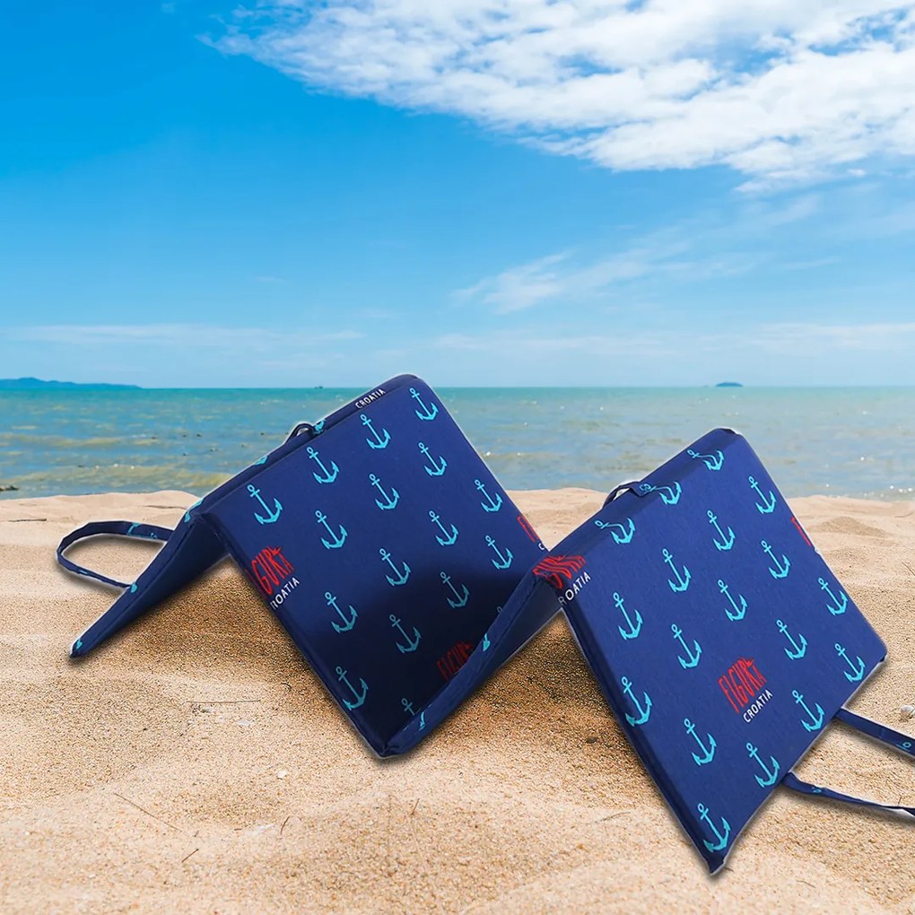 Leżak plażowy KOTWICZKI 137x49 cm, niebieski